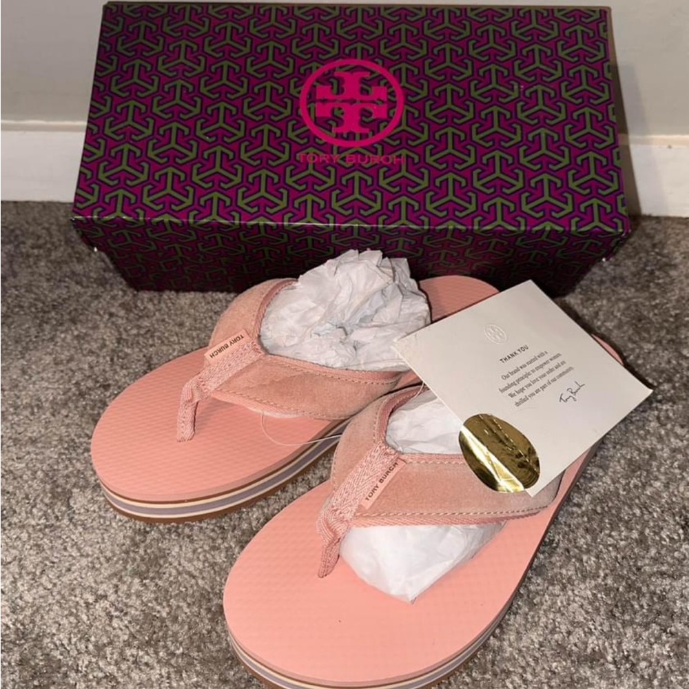 Brand new in box Tory Burch platform flip flop sandals
